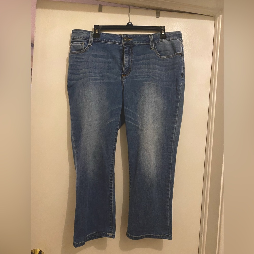 At John’s Bay.  Denim jeans.  Size 14